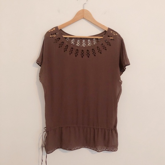 Massimo Dutti purple blouse cutouts small BL - Picture 3 of 5